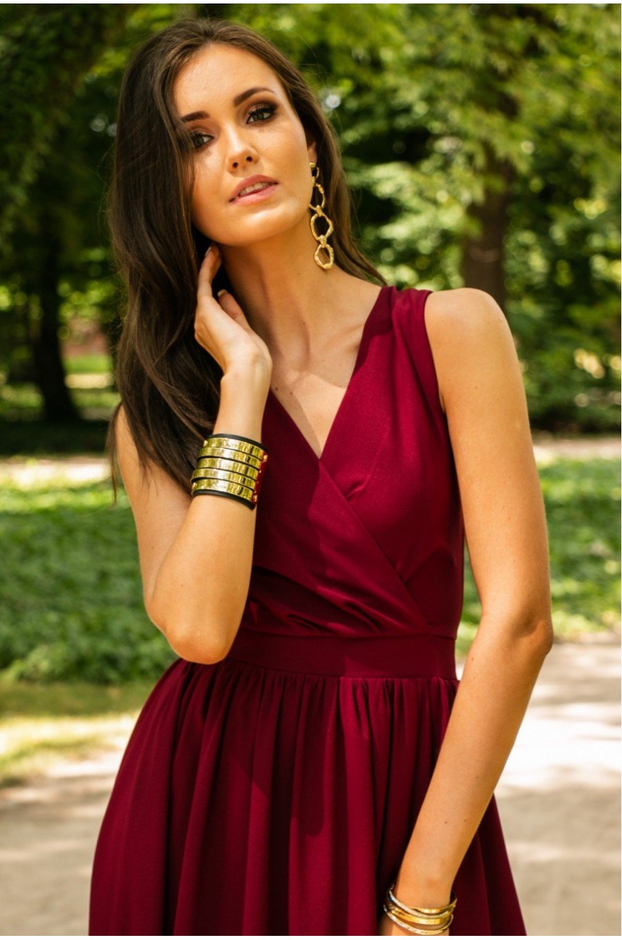 Rochie lunga din voal burgundy vaporoasa Yurianne Rochie lunga din voal burgundy vaporoasa Yurianne 5 - dyandra.ro