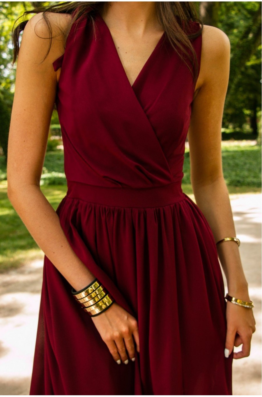 Rochie lunga din voal burgundy vaporoasa Yurianne Rochie lunga din voal burgundy vaporoasa Yurianne 6 - dyandra.ro