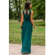 Rochie lunga verde din voal vaporoasa Yurianne 3 - dyandra.ro