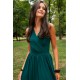 Rochie lunga verde din voal vaporoasa Yurianne 5 - dyandra.ro