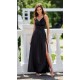 Rochie neagra eleganta lunga din satin petrecuta SalmaR Rochie neagra eleganta lunga din satin petrecuta SalmaR 2 - dyandra.ro