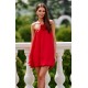 Rochie rosie din satin scurta babydoll cu umerii goi SienaR 2 - dyandra.ro