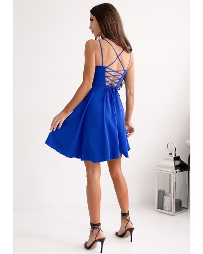 Rochie baby doll albastra cu bust tip corset ValeriaW2 - dyandra.ro