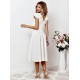 Rochie cununie civila midi, ecru, cu volane pe bust, FalbanaW Rochie cununie civila midi, ecru, cu volane pe bust, FalbanaW 3 - dyandra.ro