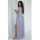 Rochie de ocazie lunga eleganta din glitter bleu cu reflexii roz umerii goi ValentinaLux 3 - dyandra.ro