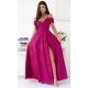 Rochie de ocazie lunga eleganta din glitter burgundy umerii goi ValentinaLux 2 - dyandra.ro