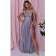 Rochie de seara lunga, bumbac cu glitter, bleu  cu reflexii violet, TifaniW 2 - dyandra.ro