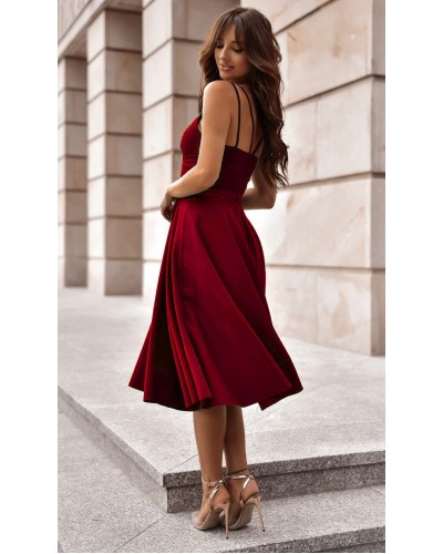 Rochii elegante, Rochie baby doll midi eleganta din bumbac burgundy Tifaniw3 - dyandra.ro