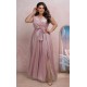 Rochie lunga roz prafuit din bumbac cu glitter AmandaW Rochie lunga roz prafuit din bumbac cu glitter AmandaW 2 - dyandra.ro