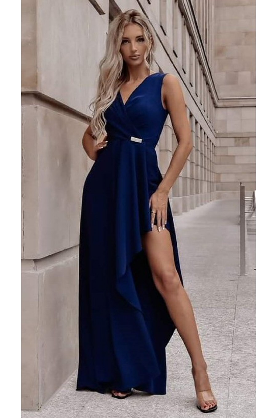 Rochie lunga eleganta bleumarin asimetrica ElifW Rochie lunga eleganta bleumarin asimetrica ElifW 1 - dyandra.ro