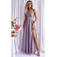 Rochie eleganta lunga, bumbac cu glitter, bleu cu reflexii lila, TifaniW 2 - dyandra.ro
