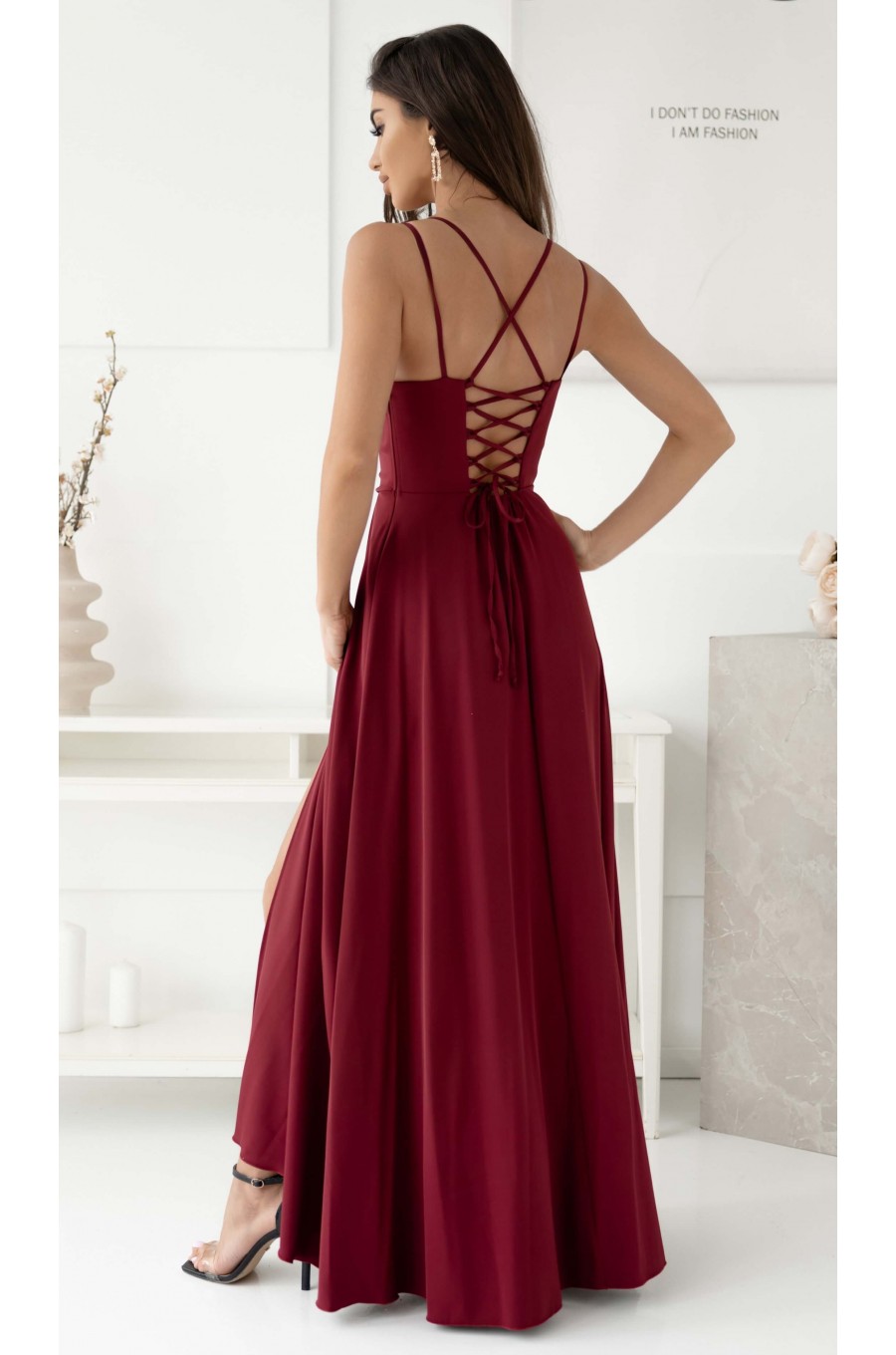 Rochie lunga burgundy cu bust tip corset ValeriaW Rochie lunga burgundy cu bust tip corset ValeriaW 2 - dyandra.ro