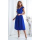 Rochie eleganta midi, albastra, in clos, cu volane pe bust, retro, FalbanaW 2 - dyandra.ro