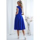 Rochie eleganta midi, albastra, in clos, cu volane pe bust, retro, FalbanaW 3 - dyandra.ro