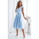 Rochie eleganta midi, baby blue, in clos, cu volane pe bust, retro, FalbanaW 2 - dyandra.ro