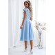 Rochie eleganta midi, baby blue, in clos, cu volane pe bust, retro, FalbanaW 3 - dyandra.ro