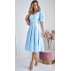 Rochie eleganta midi, din bumbac baby blue, in clos, LunaW 2 - dyandra.ro