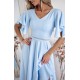 Rochie eleganta midi, din bumbac baby blue, in clos, LunaW 4 - dyandra.ro