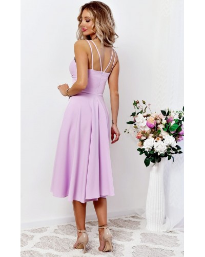 Rochie baby doll midi din bumbac lila in clos retro TifaniW3 - dyandra.ro