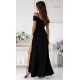 Rochie de ocazie eleganta lunga neagra din bumbac cu umerii goi ValentinaW 3 - dyandra.ro