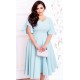 Rochie marime mare midi, bumbac, baby blue, cu maneca clopot, retro, LunaXXL 2 - dyandra.ro
