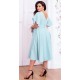 Rochie marime mare midi, bumbac, baby blue, cu maneca clopot, retro, LunaXXL 3 - dyandra.ro