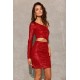 Rochie scurta rosie mulata din paiete cu o maneca lunga Romina Rochie scurta rosie mulata din paiete cu o maneca lunga Romina 3 - dyandra.ro