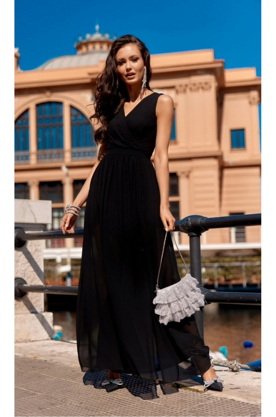 Rochie lunga din voal, neagra, vaporoasa, Yurianne Rochie lunga din voal, neagra, vaporoasa, Yurianne 1 - dyandra.ro