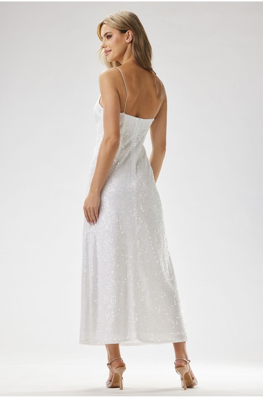 Rochie alba din paiete lunga mulata tip furou Christa1 Rochie alba din paiete lunga mulata tip furou Christa1 3 - dyandra.ro