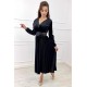 Rochie lunga neagra din catifea plisata cu maneca lunga Star Rochie lunga neagra din catifea plisata cu maneca lunga Star 2 - dyandra.ro