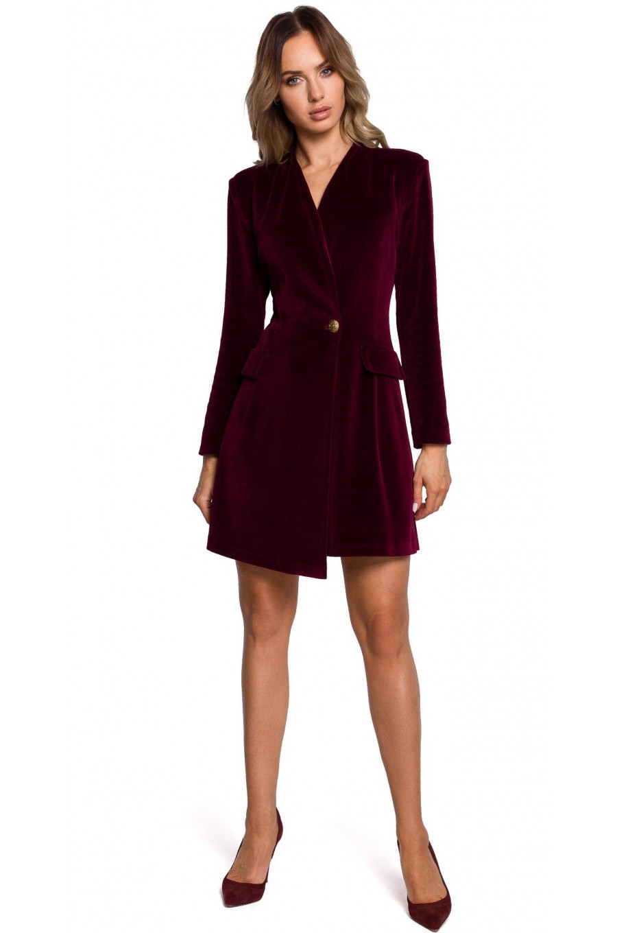 Rochie scurta din catifea burgundy tip blazer Janinne Rochie scurta din catifea burgundy tip blazer Janinne 3 - dyandra.ro