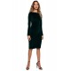 Rochie eleganta midi, catifea, verde, mulata, cu maneca lunga, tip creion, Iris 2 - dyandra.ro