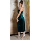 Rochie de ocazie midi, din catifea verde, mulata, cu bretele argintii, Quinne Rochie de ocazie midi, din catifea verde, mulata, cu bretele argintii, Quinne 3 - dyandra.ro