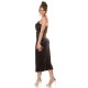 Rochie de seara midi, din catifea neagra, mulata, cu bretele argintii, Quinne Rochie de seara midi, din catifea neagra, mulata, cu bretele argintii, Quinne 6 - dyandra.ro