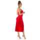 Rochie eleganta midi, din catifea rosie, mulata, cu bretele argintii, Quinne Rochie eleganta midi, din catifea rosie, mulata, cu bretele argintii, Quinne 8 - dyandra.ro