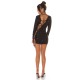 Rochie de club scurta, glitter, neagra, mulata, cu maneca lunga, Zarita 6 - dyandra.ro