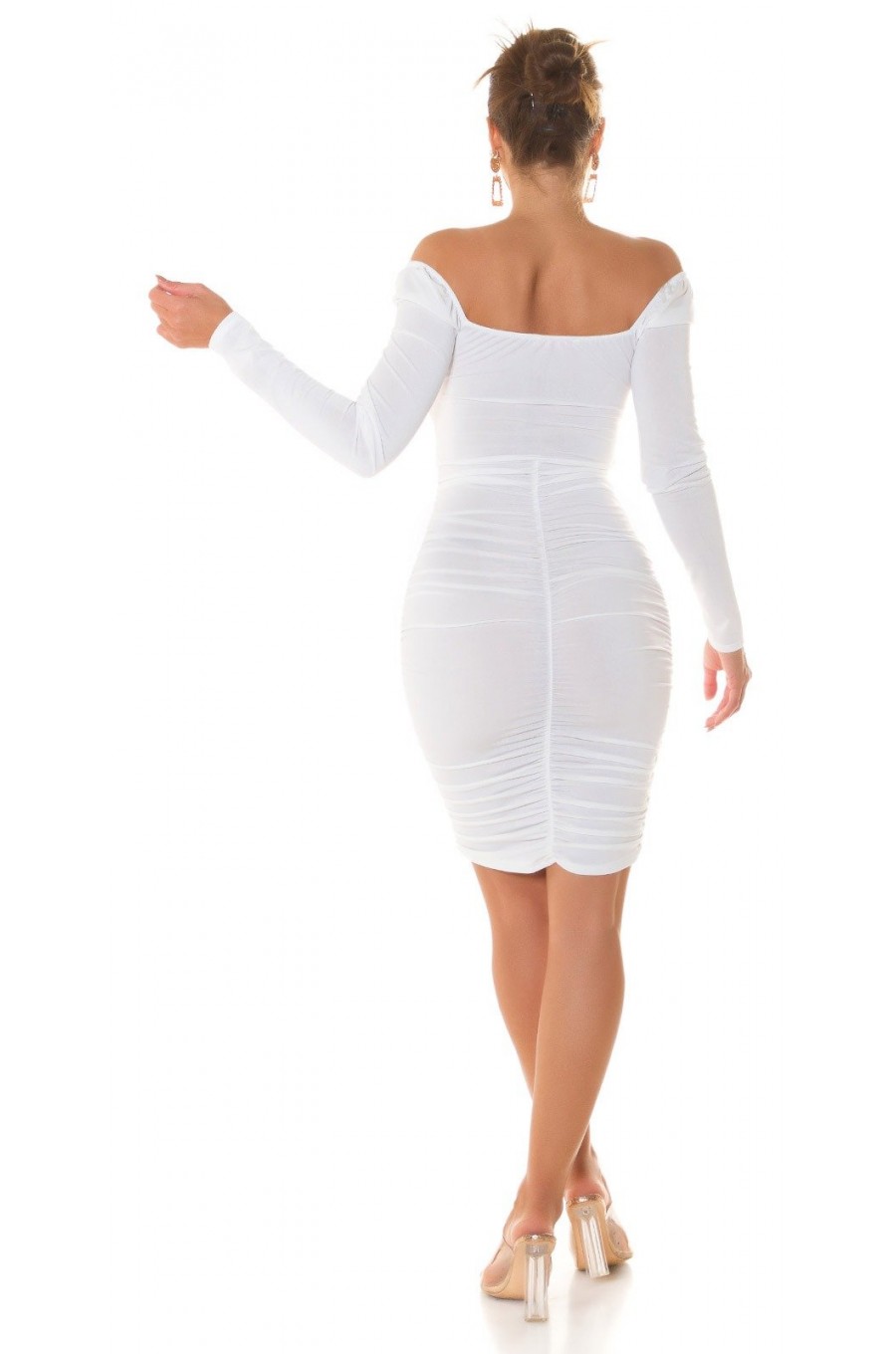Rochie midi alba mulata cu maneca lunga Endellion Rochie midi alba mulata cu maneca lunga Endellion 4 - dyandra.ro