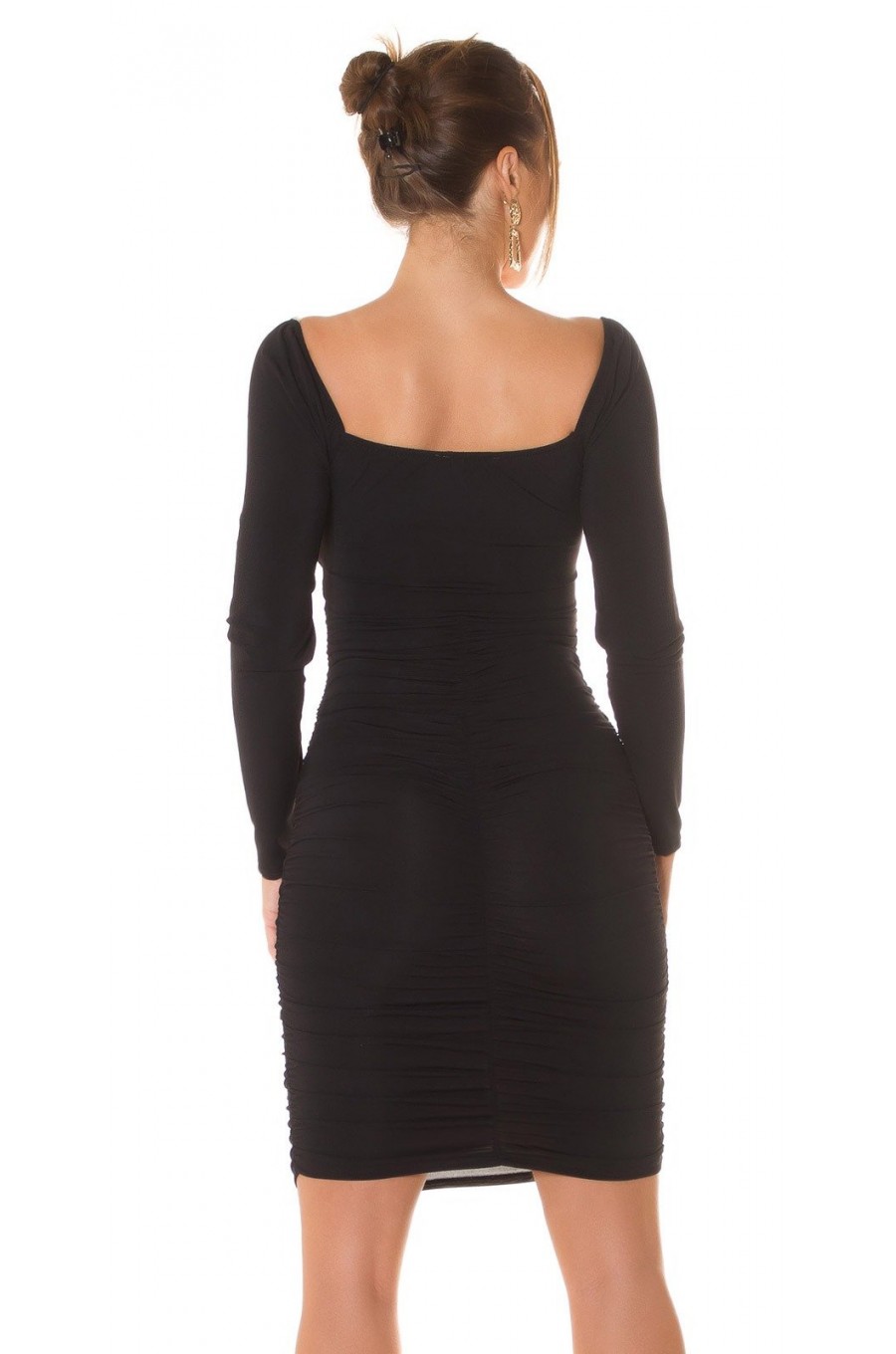 Rochie midi neagra mulata cu maneca lunga Endellion Rochie midi neagra mulata cu maneca lunga Endellion 2 - dyandra.ro