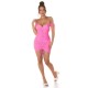 Rochie de club scurta, roz bombon, mulata, cu umerii goi, drapata, Karla 5 - dyandra.ro