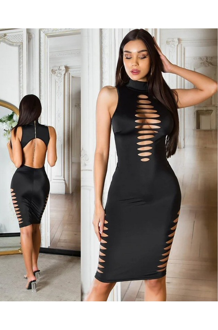 Rochie de club scurta, neagra, mulata, cu spatele gol, Damla Rochie de club scurta, neagra, mulata, cu spatele gol, Damla 7 - dyandra.ro