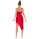 Rochie de club scurta, rosie, mulata, incretita, cu decupaje, asimetrica, Maia 6 - dyandra.ro
