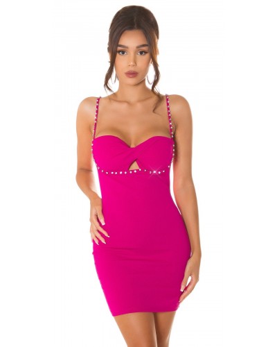 Rochie scurta roz fucsia mulata Akuba  - dyandra.ro
