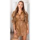 Rochie scurta tip camasa din piele eco cappuccino Fay Rochie scurta tip camasa din piele eco cappuccino Fay 2 - dyandra.ro