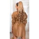 Rochie scurta tip camasa din piele eco cappuccino Fay Rochie scurta tip camasa din piele eco cappuccino Fay 3 - dyandra.ro