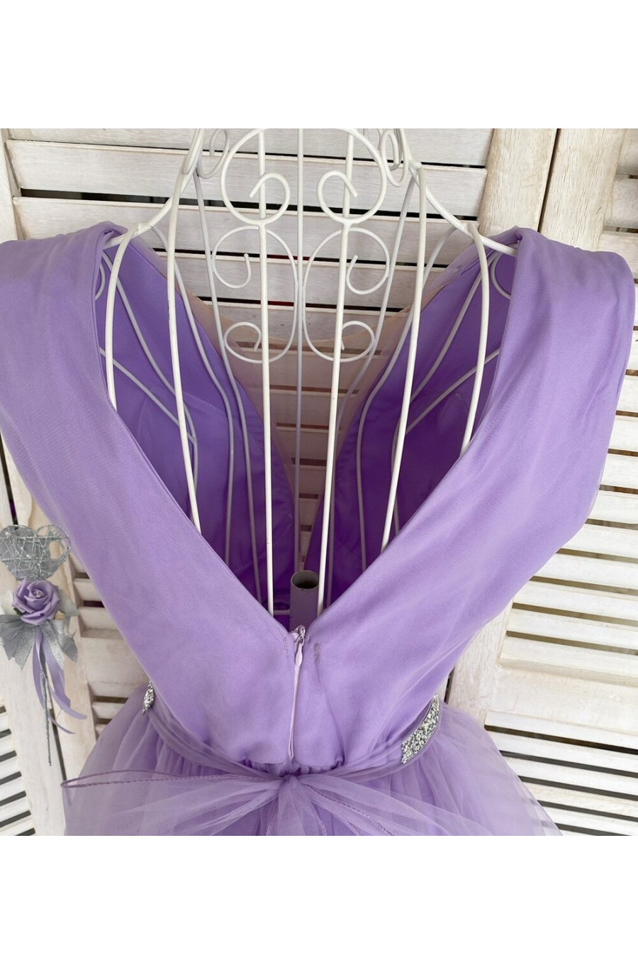 Rochie de ocazie scurta din tul lila lavanda baby doll Adelya Rochie de ocazie scurta din tul lila lavanda baby doll Adelya 2 - dyandra.ro
