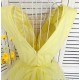 Rochie de ocazie eleganta scurta din tul galben baby doll Adelya  3 - dyandra.ro