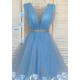 Rochie de ocazie eleganta scurta tul bleu baby doll Adelya Rochie de ocazie eleganta scurta tul bleu baby doll Adelya 2 - dyandra.ro