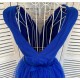Rochie eleganta de ocazie scurta baby doll tul albastru electric Adelya 4 - dyandra.ro