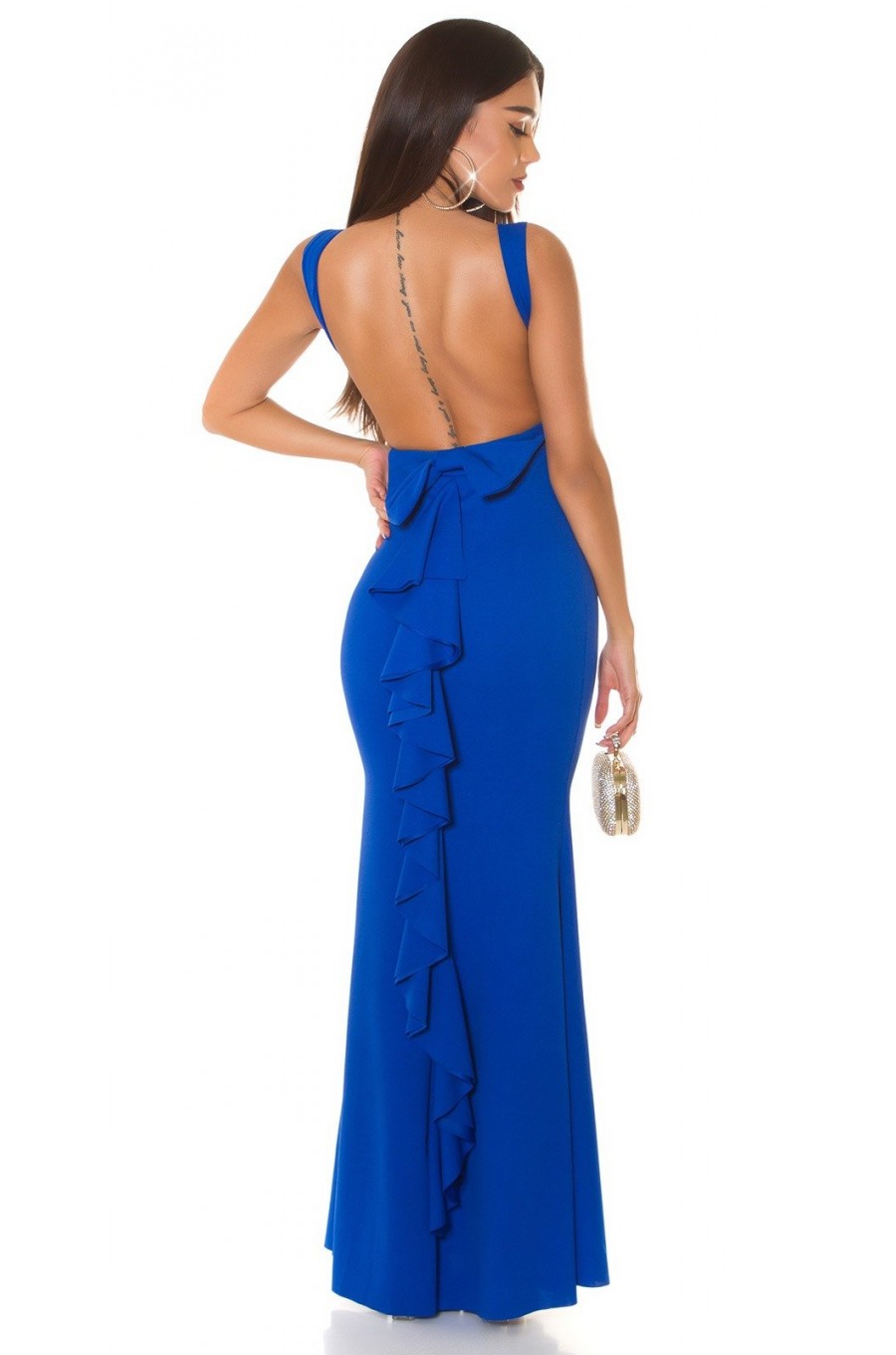 Rochie lunga, albastra, mulata, tip sirena, cu spatele gol, Lace Rochie lunga, albastra, mulata, tip sirena, cu spatele gol, Lace 5 - dyandra.ro