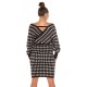 Rochie tricotata, midi, bej-negru, petrecuta, cu maneca lunga, Luiza Rochie tricotata, midi, bej-negru, petrecuta, cu maneca lunga, Luiza 3 - dyandra.ro